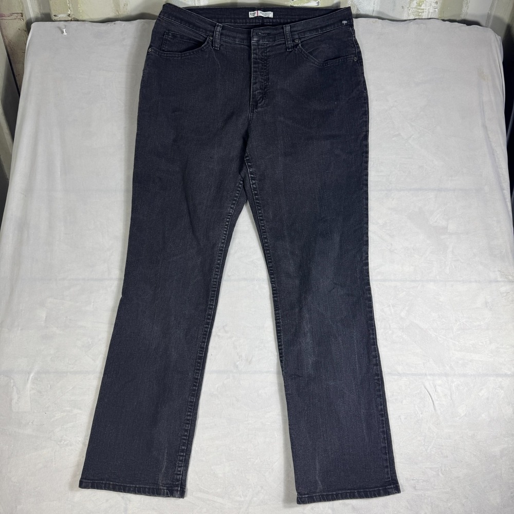 Riders By Lee Womens Straight Leg Jeans Black Denim Classic Fit Stretch 14M